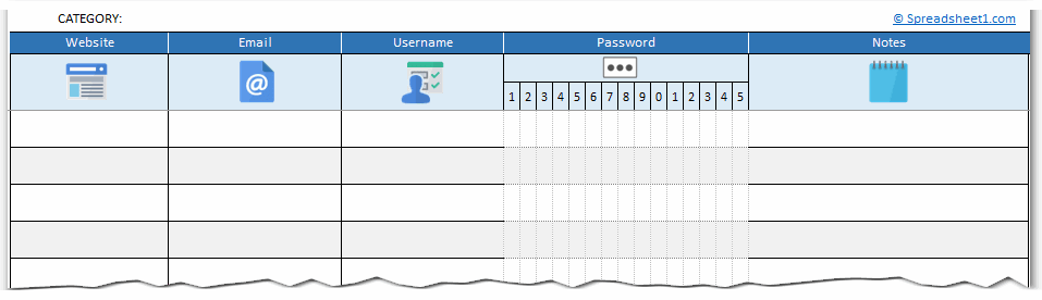 Printable password manager log template