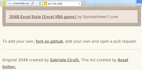 All the 2048 Excel style