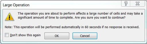 Excel large operation